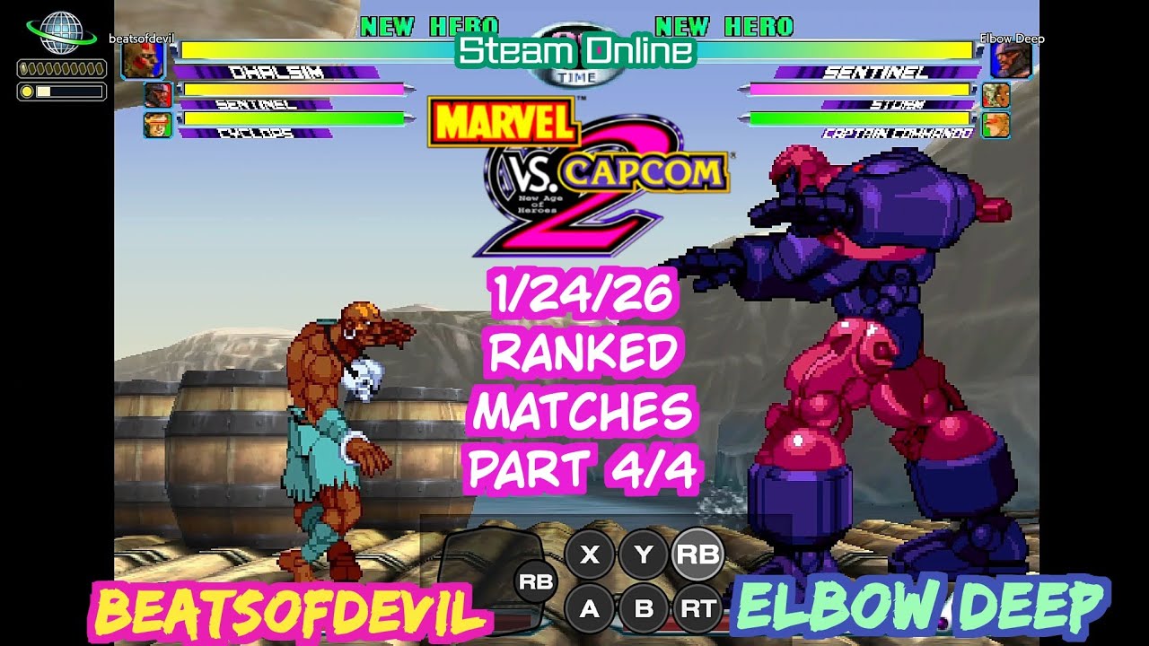 MvC2 Dhalsim BeatsofDevil vs Elbow Deep Ranked Matches 1/24/26 part 4 of 4 Steam Netplay