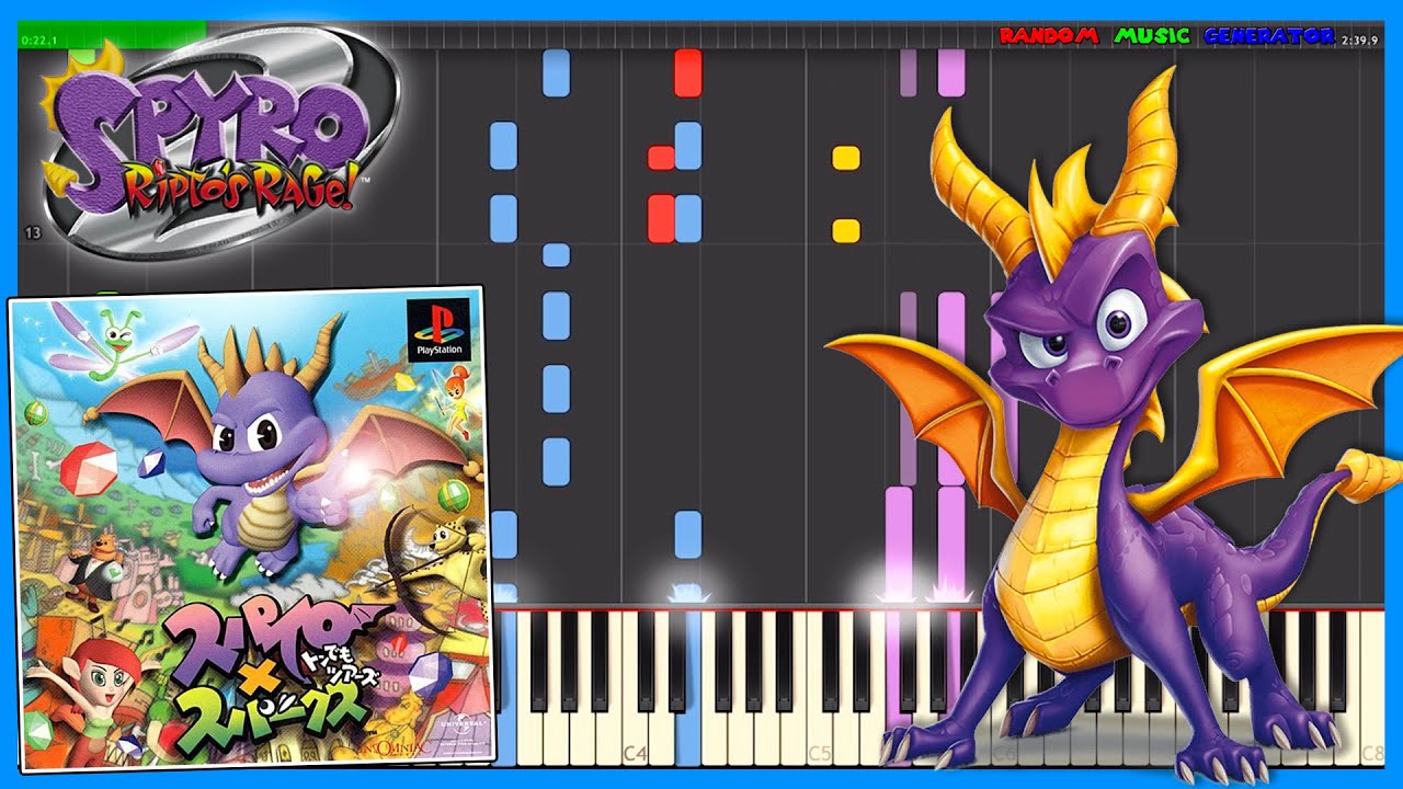 Aquaria Towers - Spyro 2 - [Piano Tutorial] Synthesia MIDI ♫ スパイロ×スパークス トンでもツアーズ アクアタワ ピアノ 楽譜 音楽
