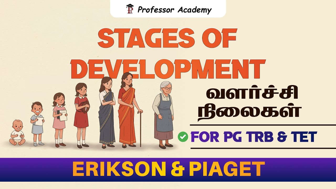 Stages of Development | வளர்ச்சி நிலைகள் for PG TRB & TET | Erikson & Piaget