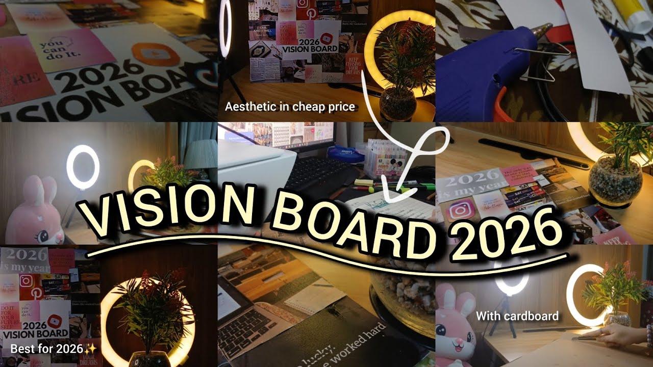 Vision board✨️ | Best for 2k26⭐️ | budget friendly👀💗 | make with cardboard📦 | aesthetic in cheap✔️