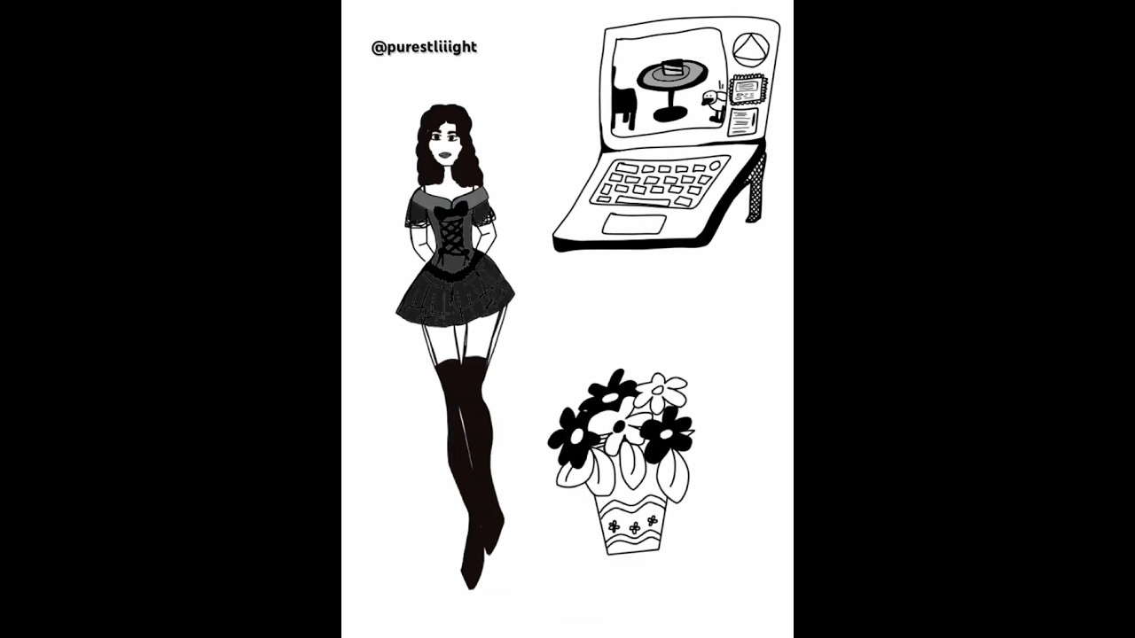 monochrome illustrations in adobe fresco 🪩♠️🌼 