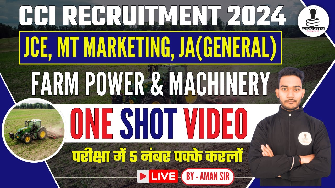 Farm Power & Machinery | One Shot | CCI Recruitment 2024 | Cotton Corporation of India Exam Classes