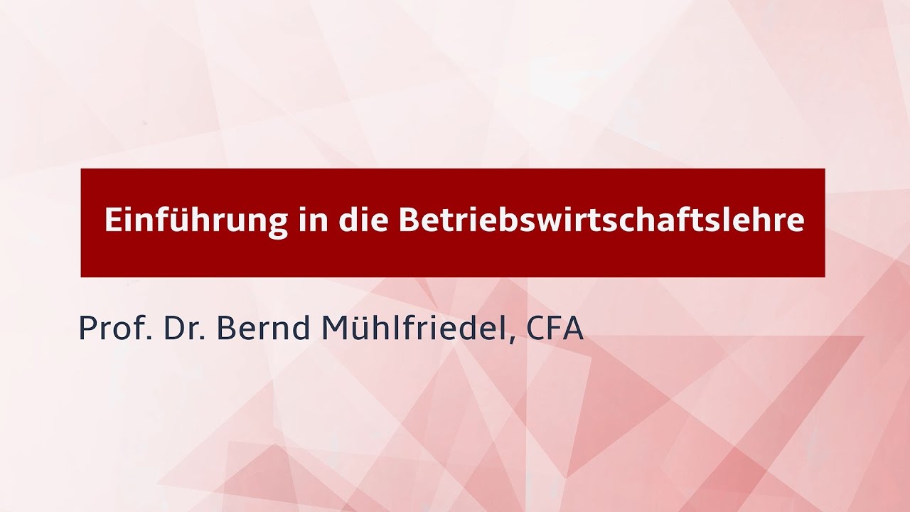 Einführung in die BWL – Kurseinheit 8: Internes Rechnungswesen