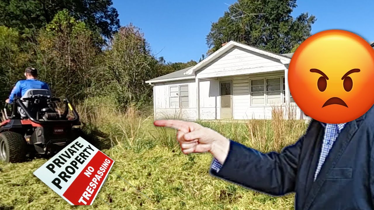 We got CAUGHT Trespassing! While Mowing this OVERGROWN Lawn for FREE!