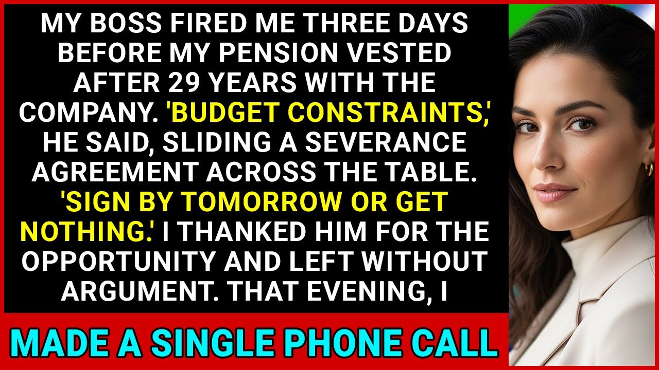 Boss Fired Me 3 Days Before My Pension Vested After 29 Years With The Company. I Made A Phone Call.
