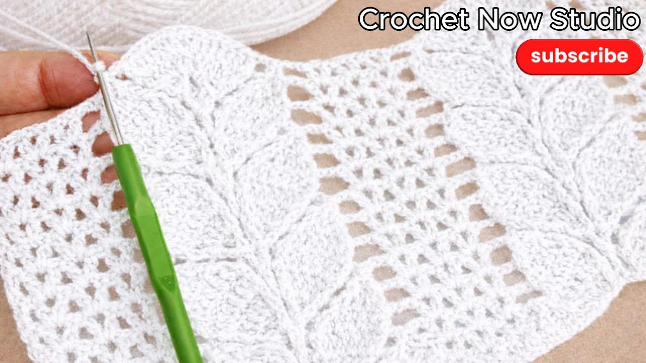 SIMPLE & BEAUTIFUL Leaf Crochet Stitch 🍃 | Easy 4-Row Repeat Pattern for Beginners #crochet #asmr