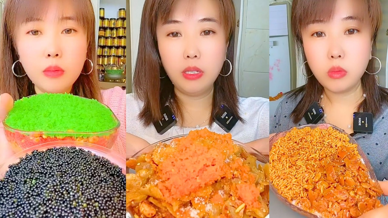 Colorful Crunchy Layers Mukbang with Popping Pearls & Spicy Snacks