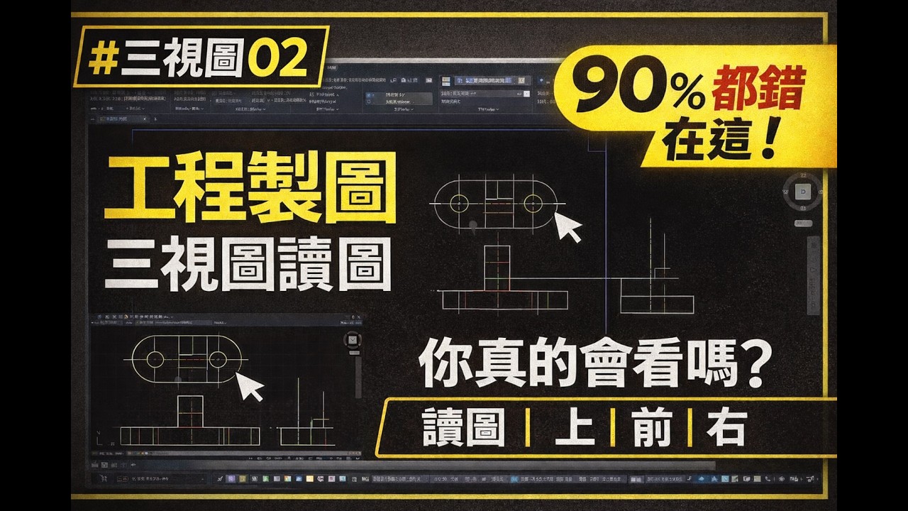【AutoCAD 三視圖入門教學 #02】上視圖畫法｜孔位定位技巧＋外型輪廓建立