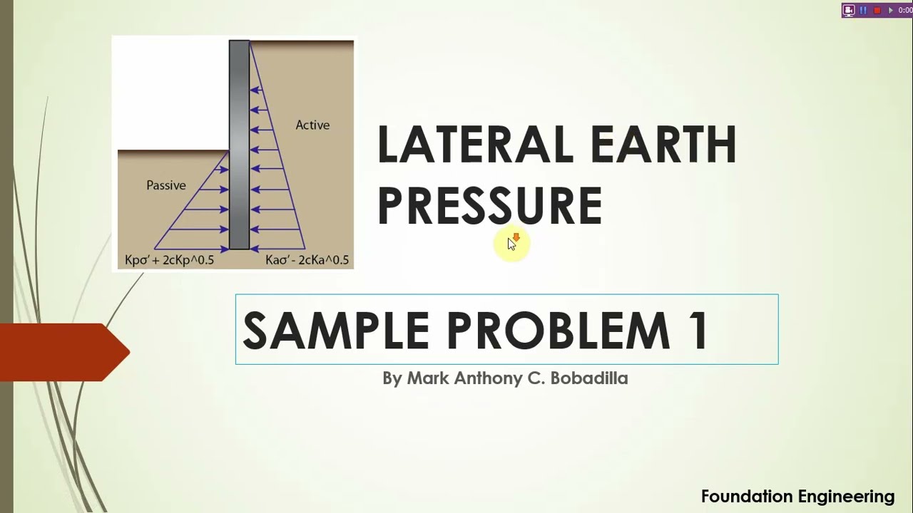 SAMPLE PROBLEM 1 | LATERAL EARTH PRESSURE USING RANKINE'S THEORY (by Marga Antoinette)