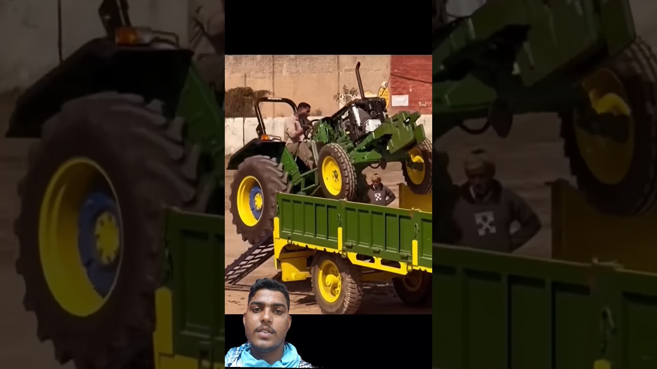 Driver Ne Johndeere Tractor ko trolley me Load kar diya 😱🚜🤯 #tractorvideo #shortsfeed #viralvideo