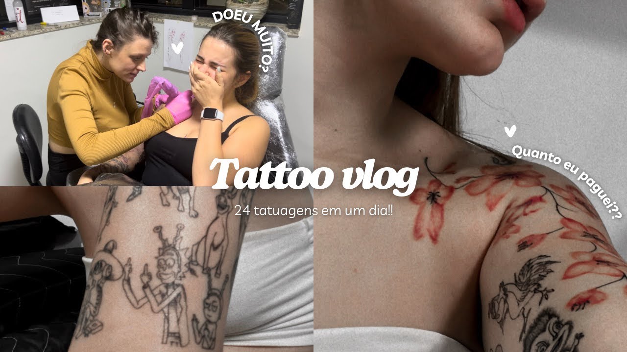 TATTOO VLOG! QUANTO eu paguei? | 24 tatuagens em 1 dia!!