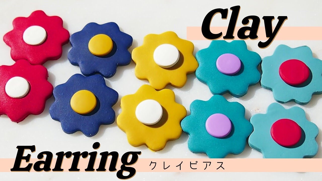 🌹【新素材クレイ】誰でも簡単お花のピアス/Polymer clay flower earring