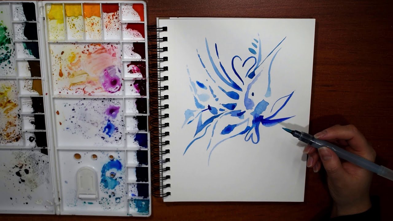 Sketchbook #11/ Abstract Blue Watercolor Painting / Demo // Pintura Abstracta con Acuarela Azul
