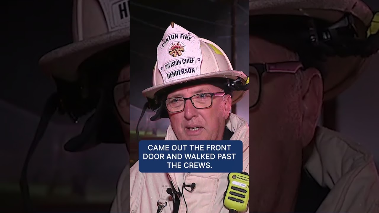 Man walks out of large structure fire in Canton