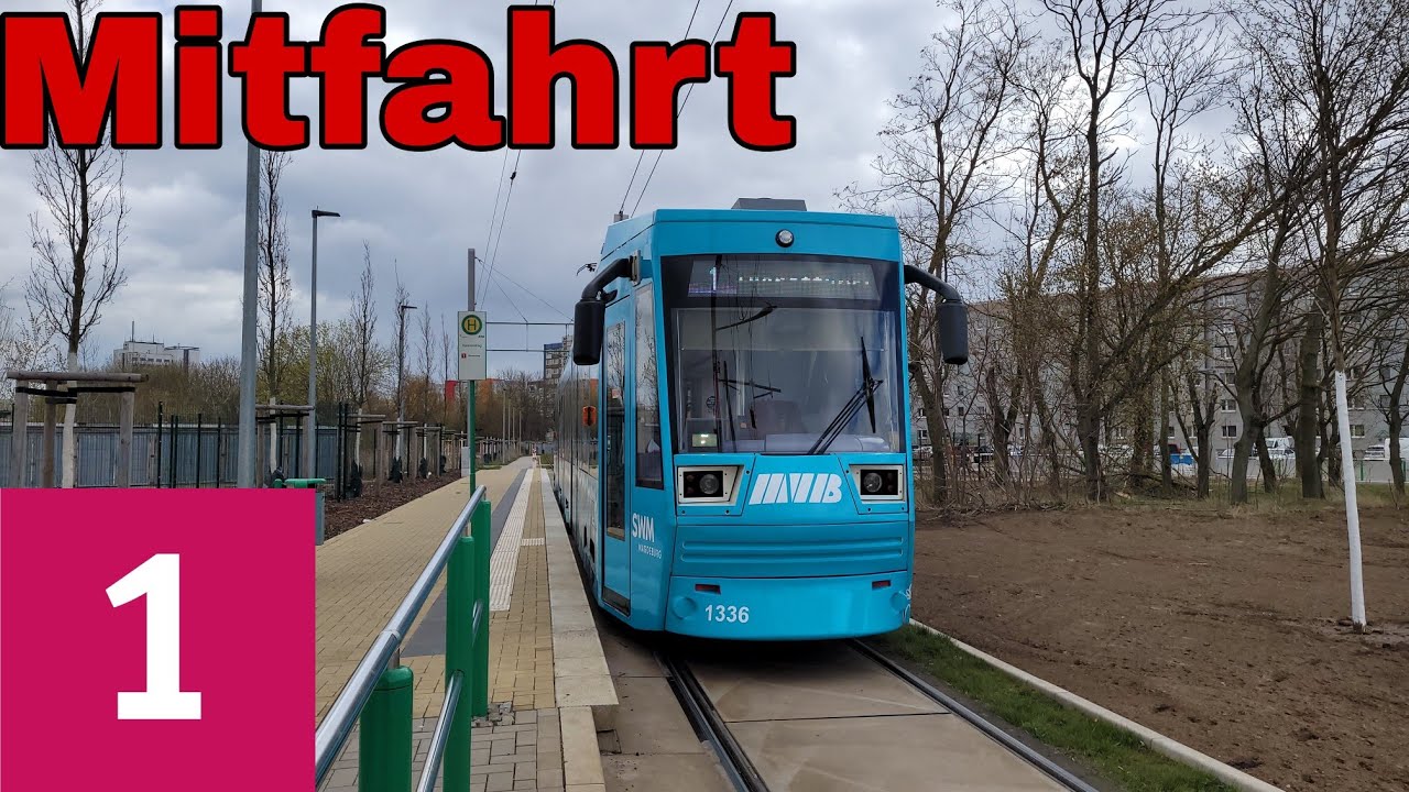 Straßenbahn Magdeburg - Mitfahrt im NGT8D auf der Linie 1 Hauptbahnhof Ost - Kannenstieg