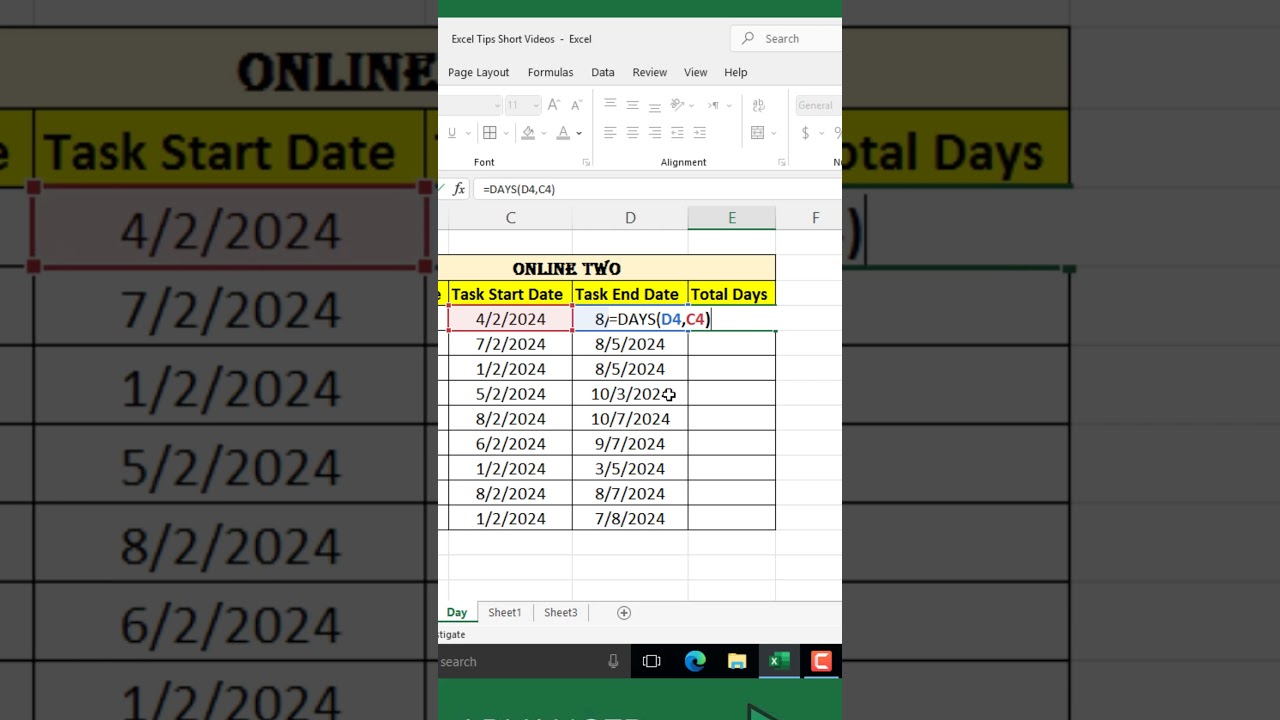 Days Formula in Excel | How to Count Days