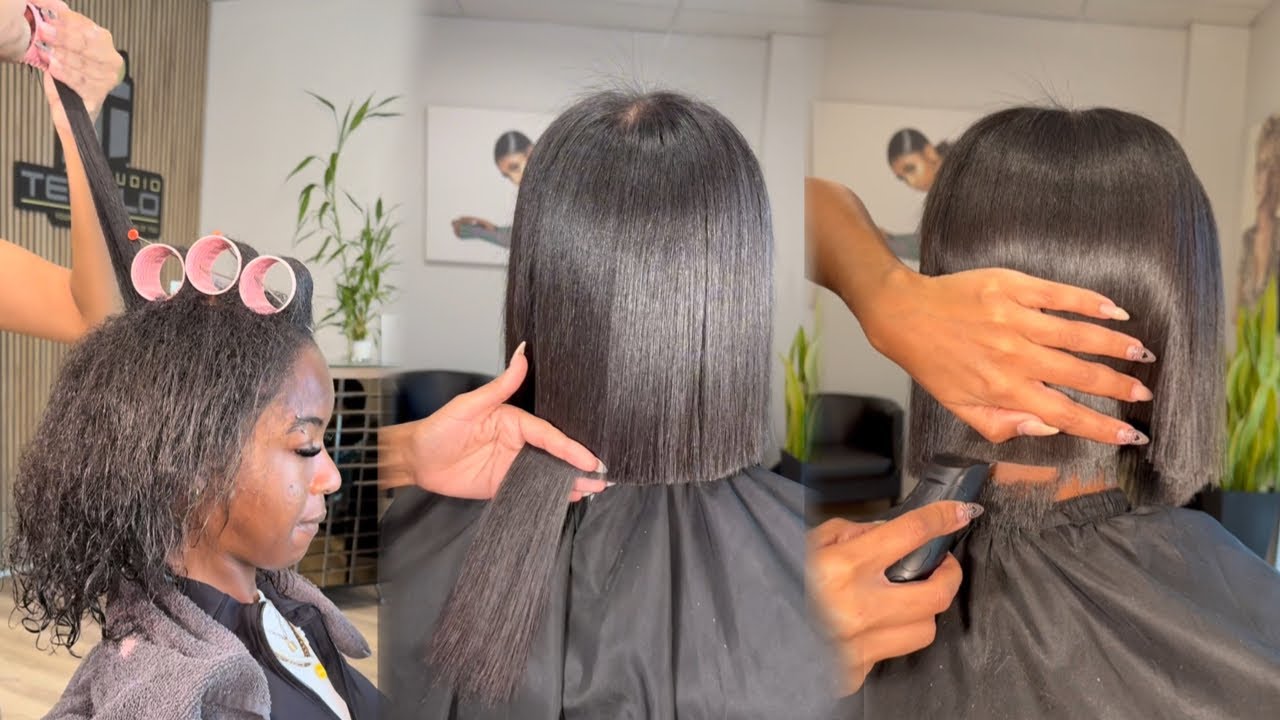 Tension Rollers to stretch Her Natural Hair