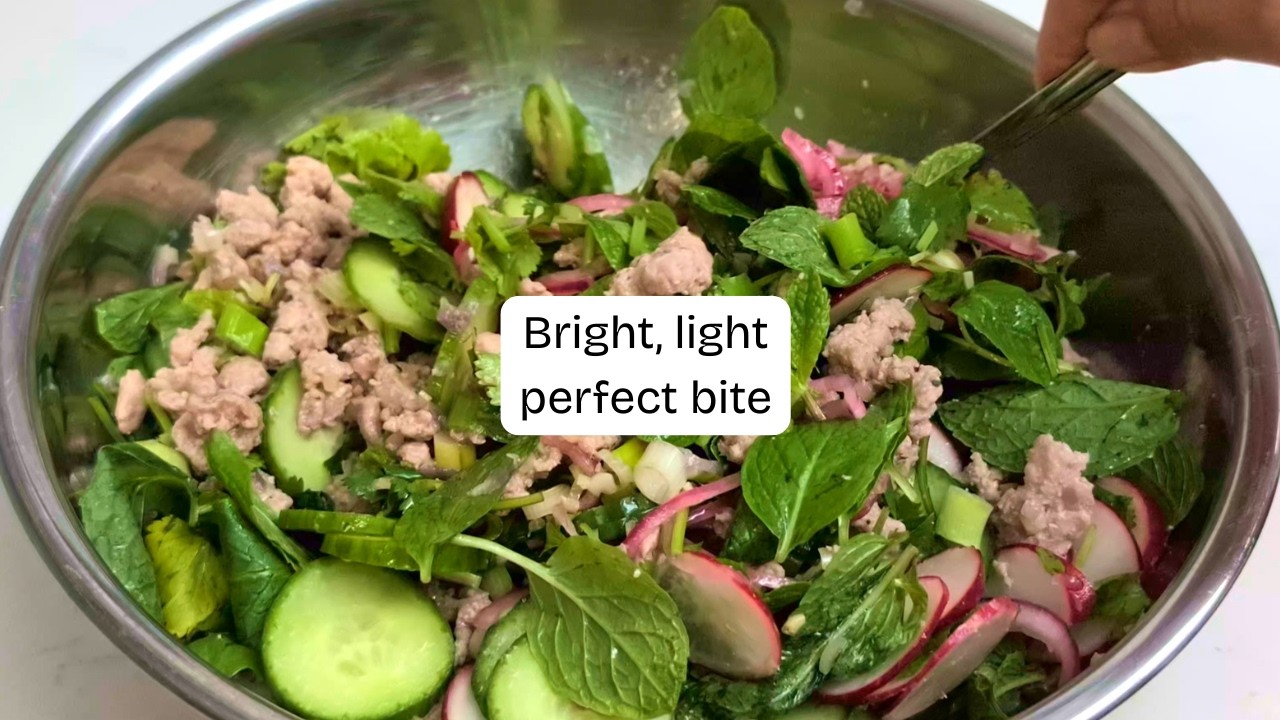 Bright, super fresh, bold flavor larb #dinnerrecipe #thaifood #meat #dinnerideas #salad #easycooking