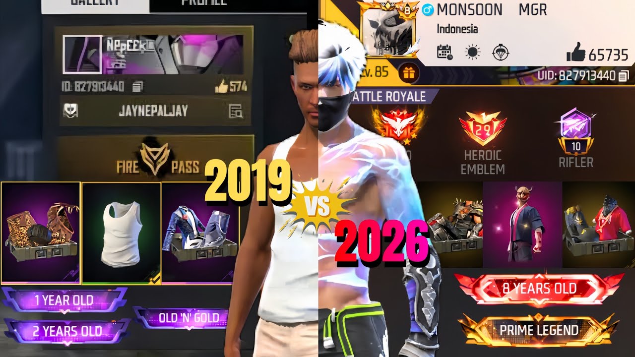 2019 Noob Id Vs 2026 Pro Id || Old FreeFire Collection || Top Collection vault In World
