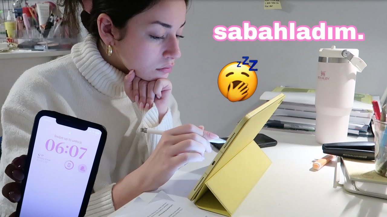 SABAHLAYANA KADAR DERS &Ccedil;ALIŞTIM! | SINAV HAFTASINA BOMBA GİBİ GİRİYORUZ 🪩😴