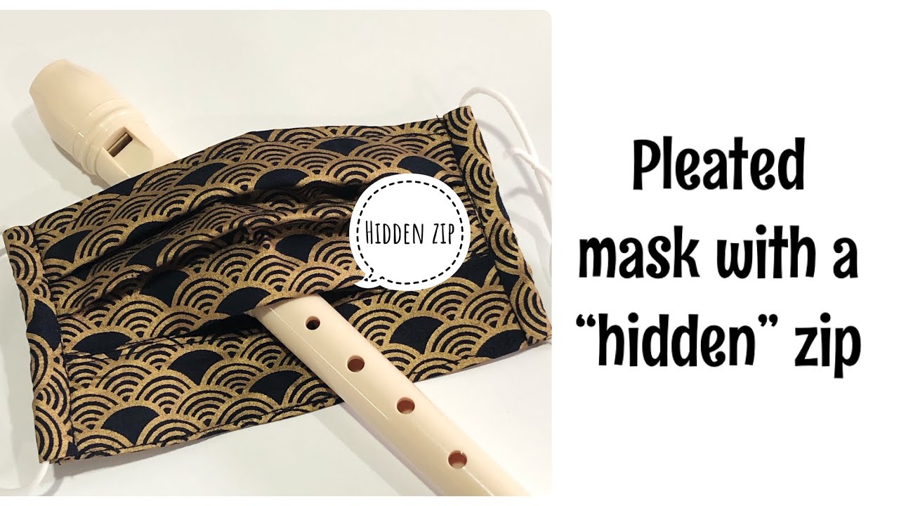 How to sew a pleated face mask with a hidden zipper! (unzip to take a sip of water!)