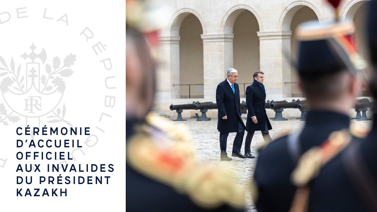 Cérémonie d’accueil officiel aux Invalides du Président de la République du Kazakhstan.