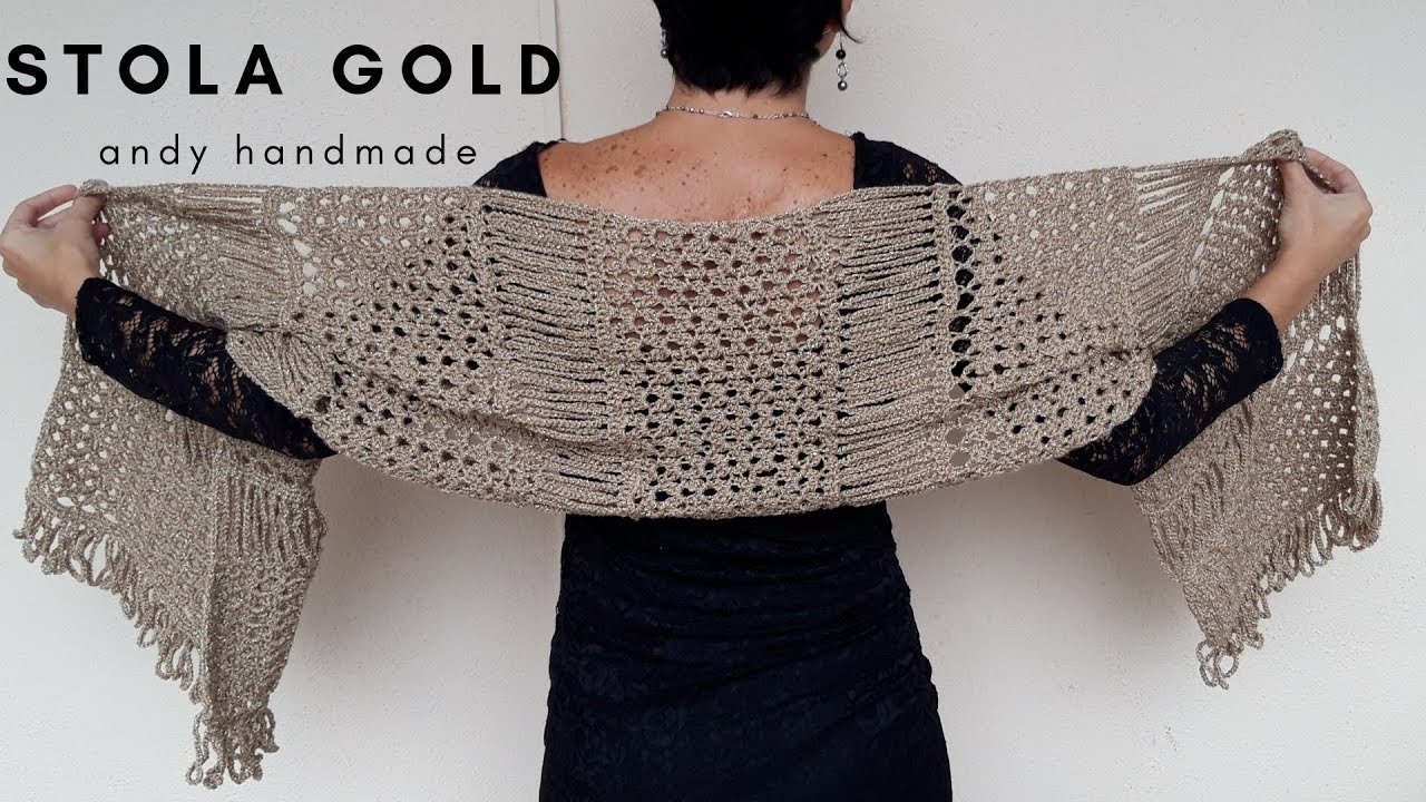 Stola   Sciarpa GOLD  uncinetto