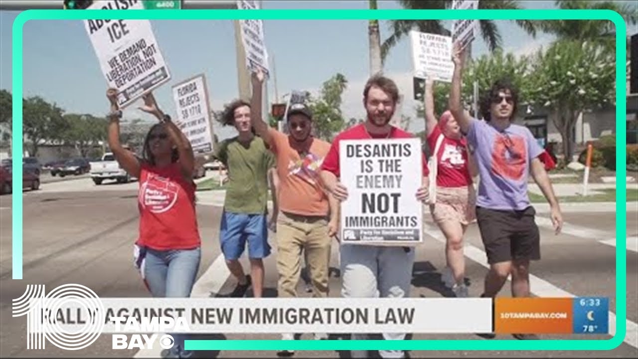 Demonstrators protest Florida's new immigration law