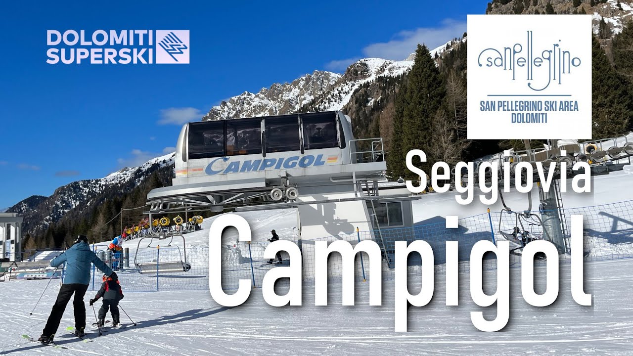 Seggiovia Campigol: quadriposto con piste facili e soleggiate #passosanpellegrino #dolomitisuperski
