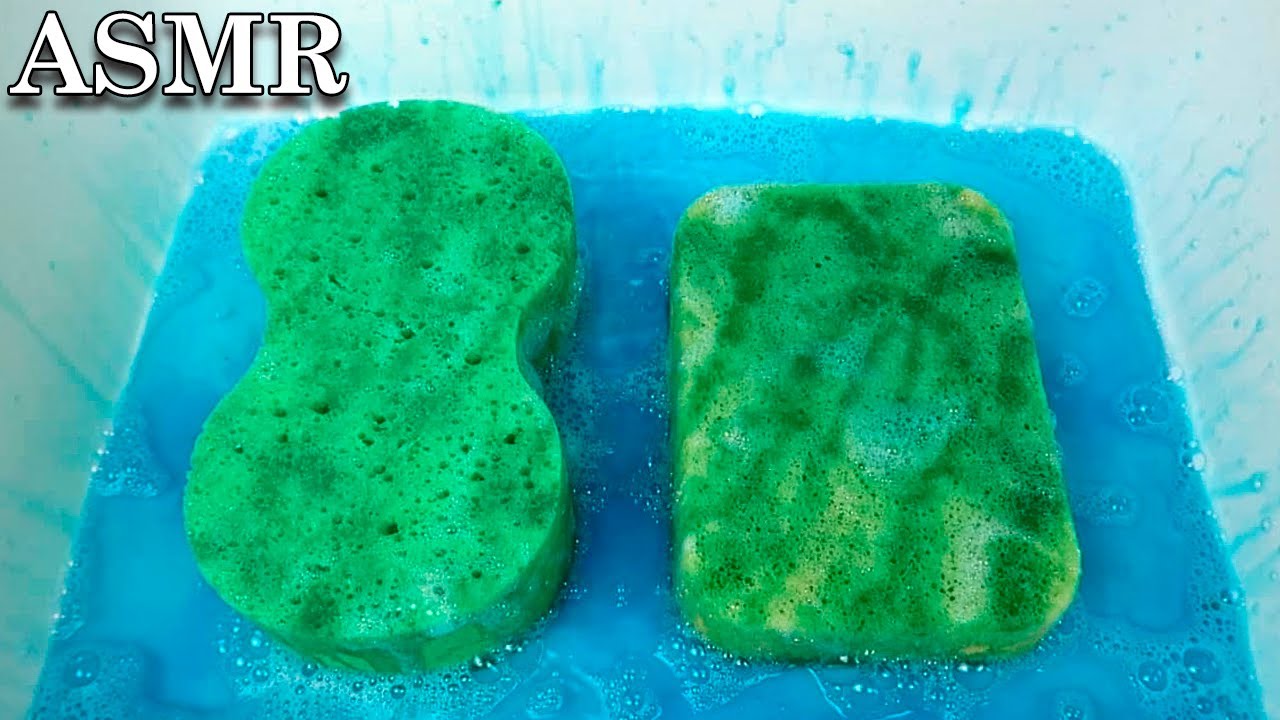 ASMR Satisfying Blue Sponge Squeezing 💙 Foam Sounds 🧽 Oddly Satisfying