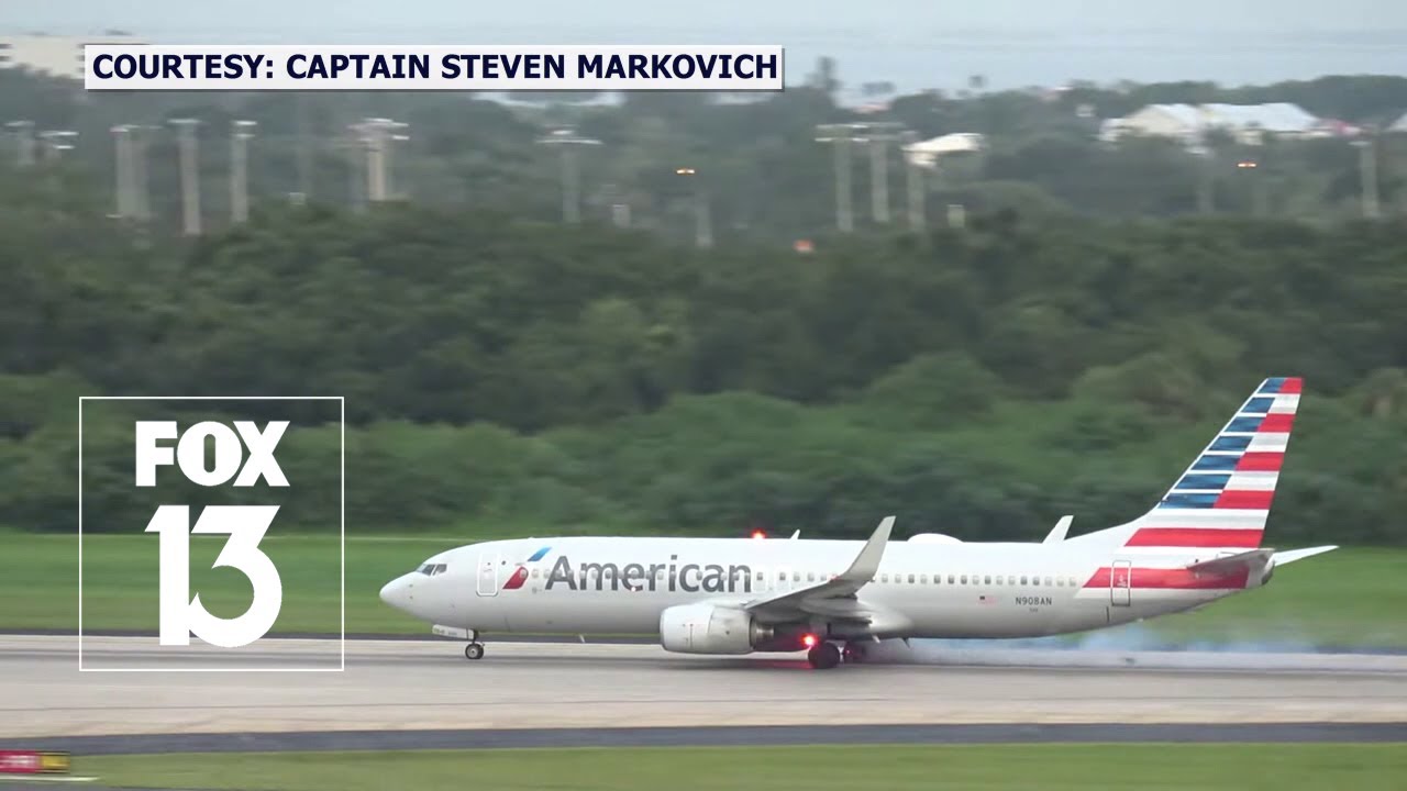 Plane tire catches fire during takeoff in Tampa