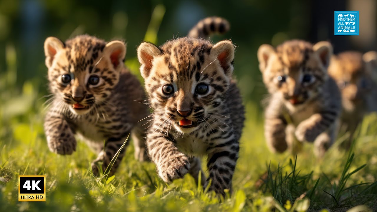 Baby Animals 4K 🐾 Snow Leopard Cubs & Baby Leopard Relaxing Video with Background Music