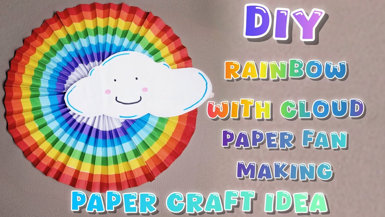 Rainbow with cloud paper fan | Easy paper craft idea 