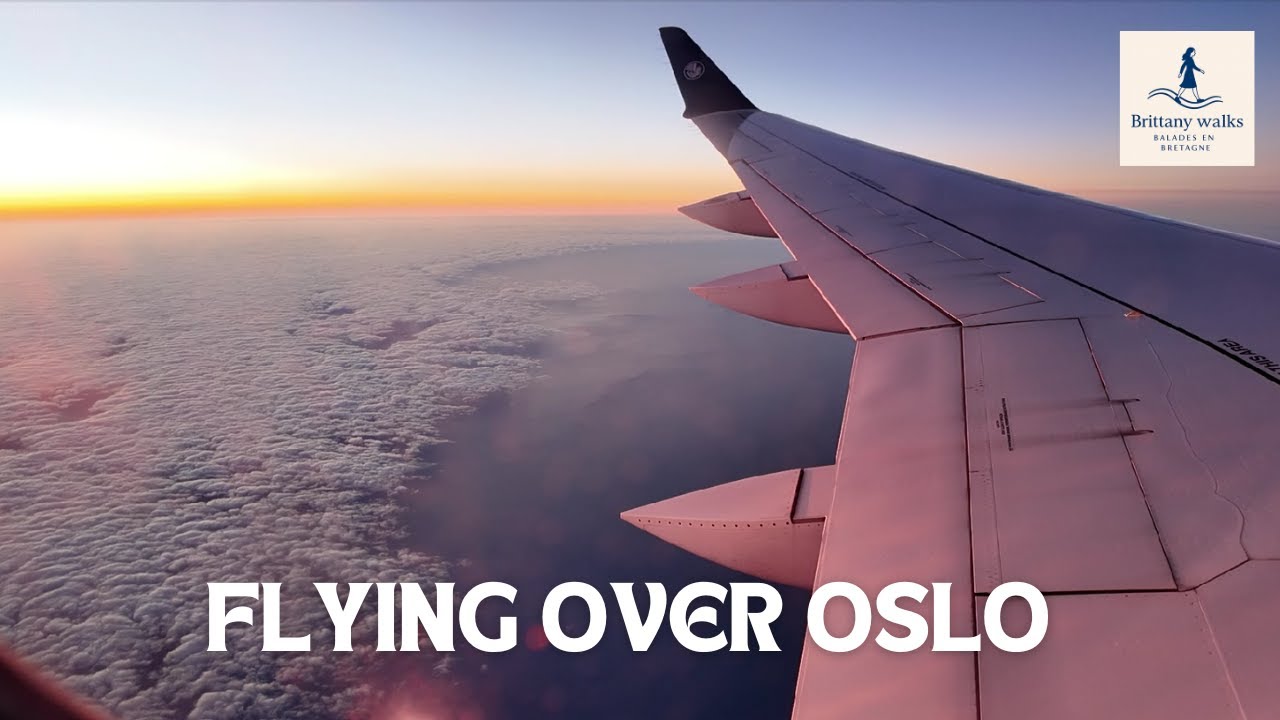 Flying into Oslo at Sunset ✈️ | Peaceful Window View Before Landing