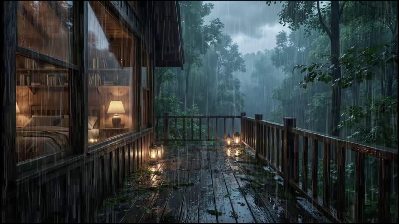 Relaxing Rain Ambience at a Forest Cabin 🌧 Soft Rain Sounds for Deep Sleep