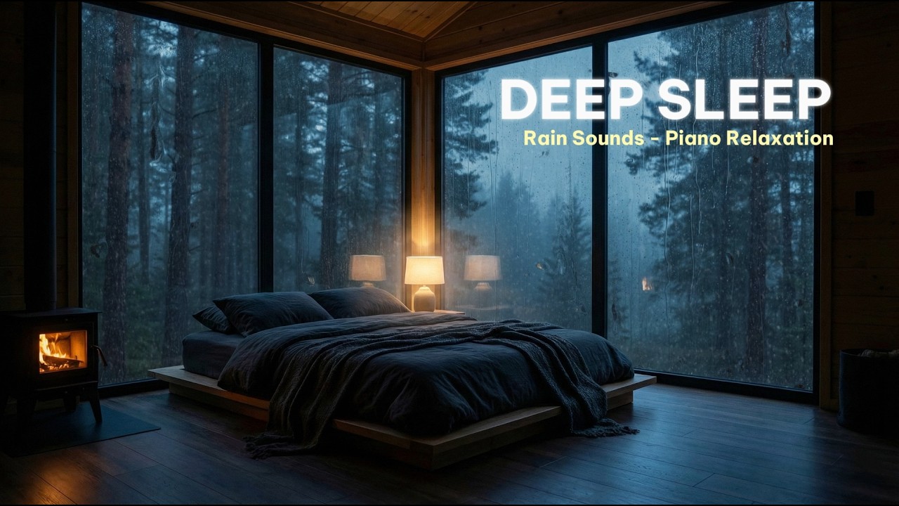 Deep Sleep Piano Music with Rain & Soft Thunder | Calm Racing Thoughts