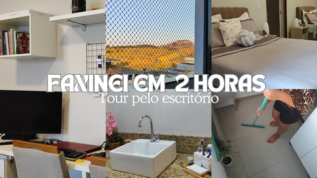 TOUR PELO ESCRITÓRIO | Organizei o quarto, lavei banheiro ✨