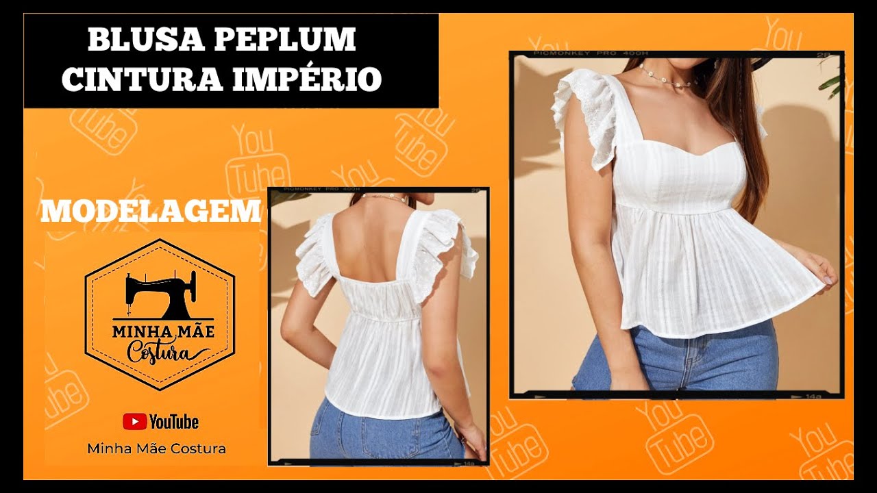 BLUSA PEPLUM CINTURA IMPÉRIO - PASSO A PASSO DA MODELAGEM