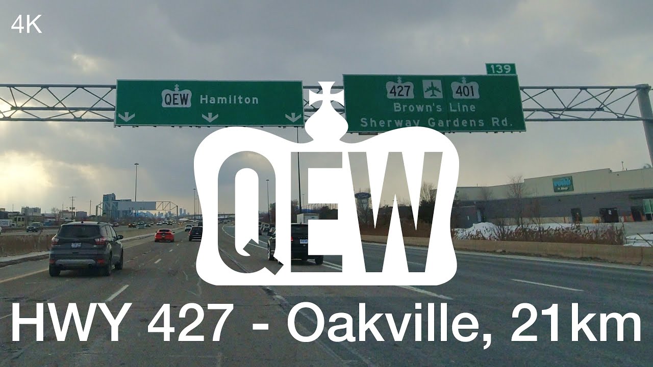 QEW from Hwy 427 to Trafalgar Rd Oakville Ontario, 21km No Music