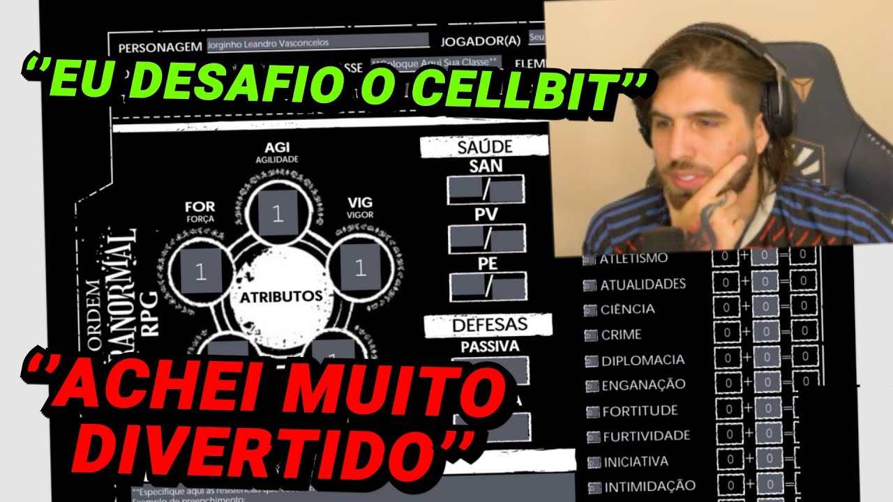 RAKIN MONTADO PERSONAGENS DO ORDEM PARANORMAL E DESAFIOU O CELLBIT PARA MESTRAR SUA MESA