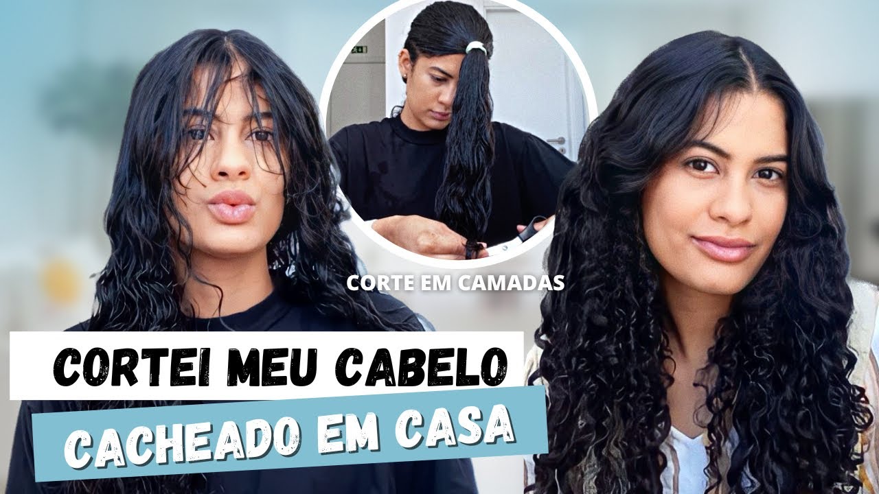 Cortei meu cabelo cacheado em casa | Corte em camadas |Cortando sozinha. I cut my curly hair at home