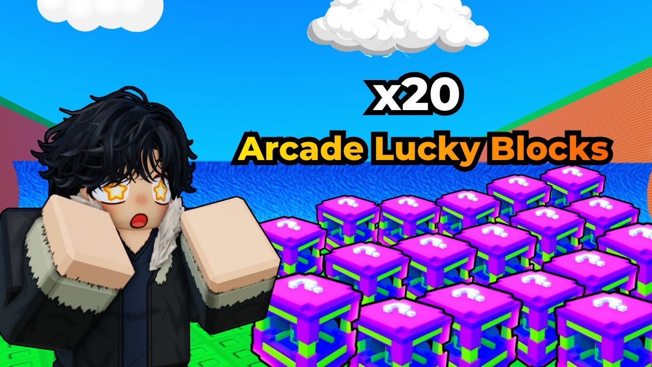 ABRI 20 ARCADE LUCKY BLOCKS EM BUSCA DO PRIMEIRO DIVINO! | FUJA DO TSUNAMI PARA BRAINROTS - ROBLOX