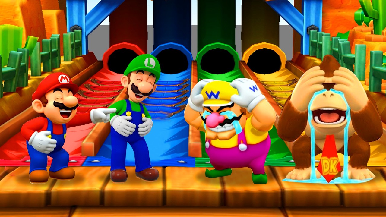 Mario Party Star Rush Tricky Minigames - Mario Vs Luigi Vs Wario Vs DK Kong (Master CPU)