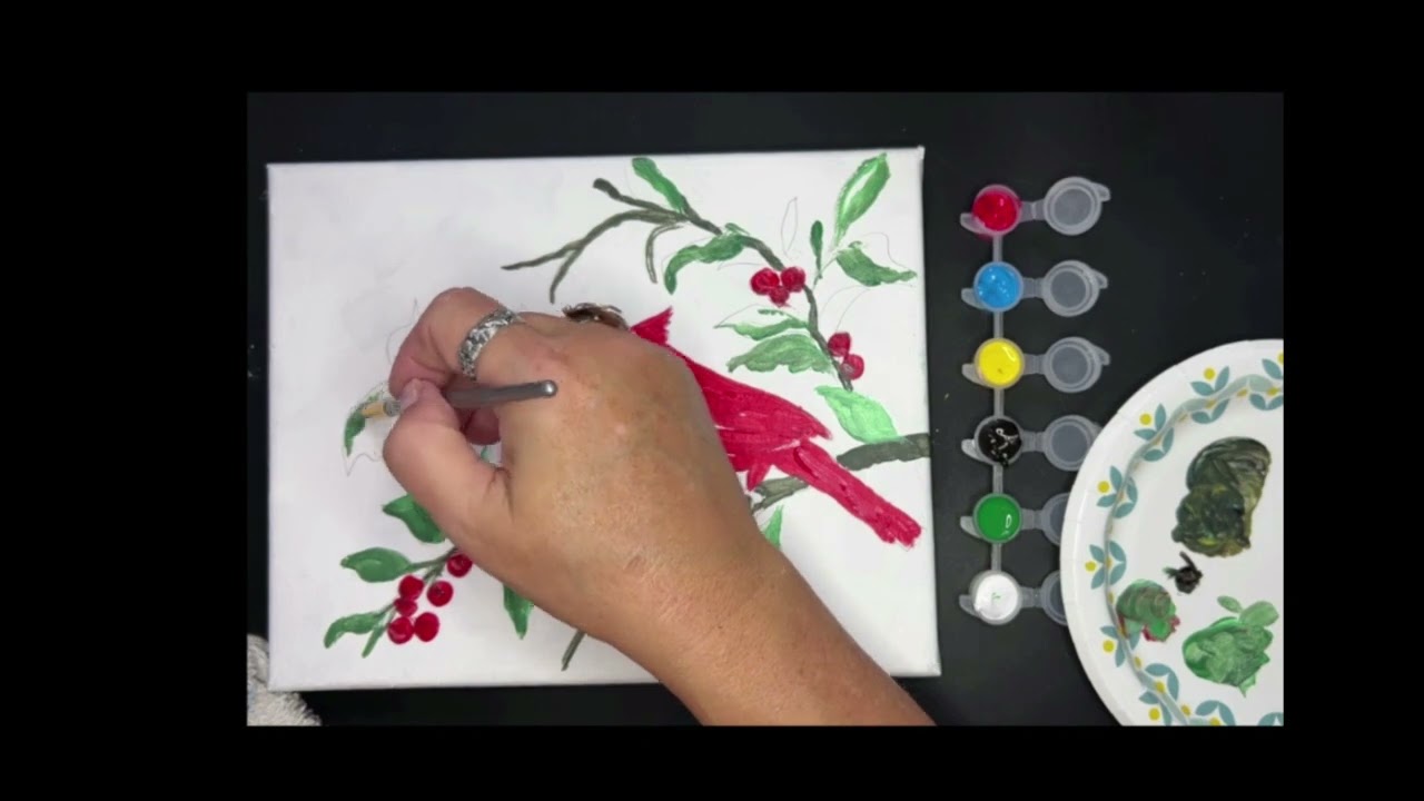Sharing my full cardinal painting tutorial for ASMR enjoyment. ￼