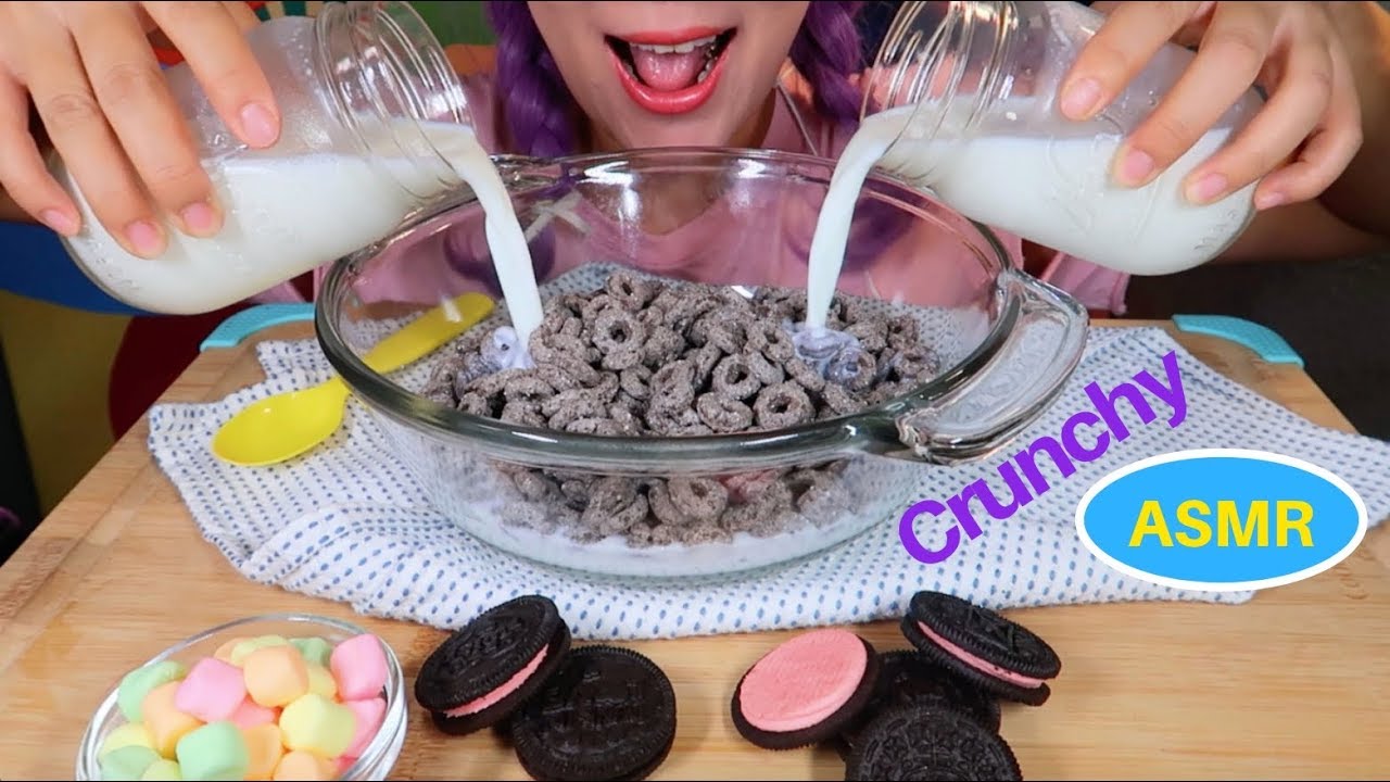 ASMR OREO’S Cereal w/ OREO’s  Cookies Eating sound | 오레오 씨리얼, 오레오 쿠키 먹방 | CURIE. ASMR