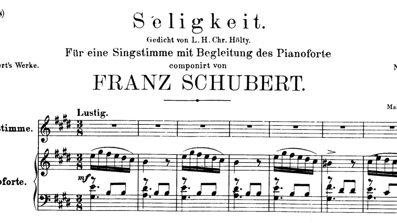 Seligkeit (E Major), Franz Schubert, Piano Accompaniment
