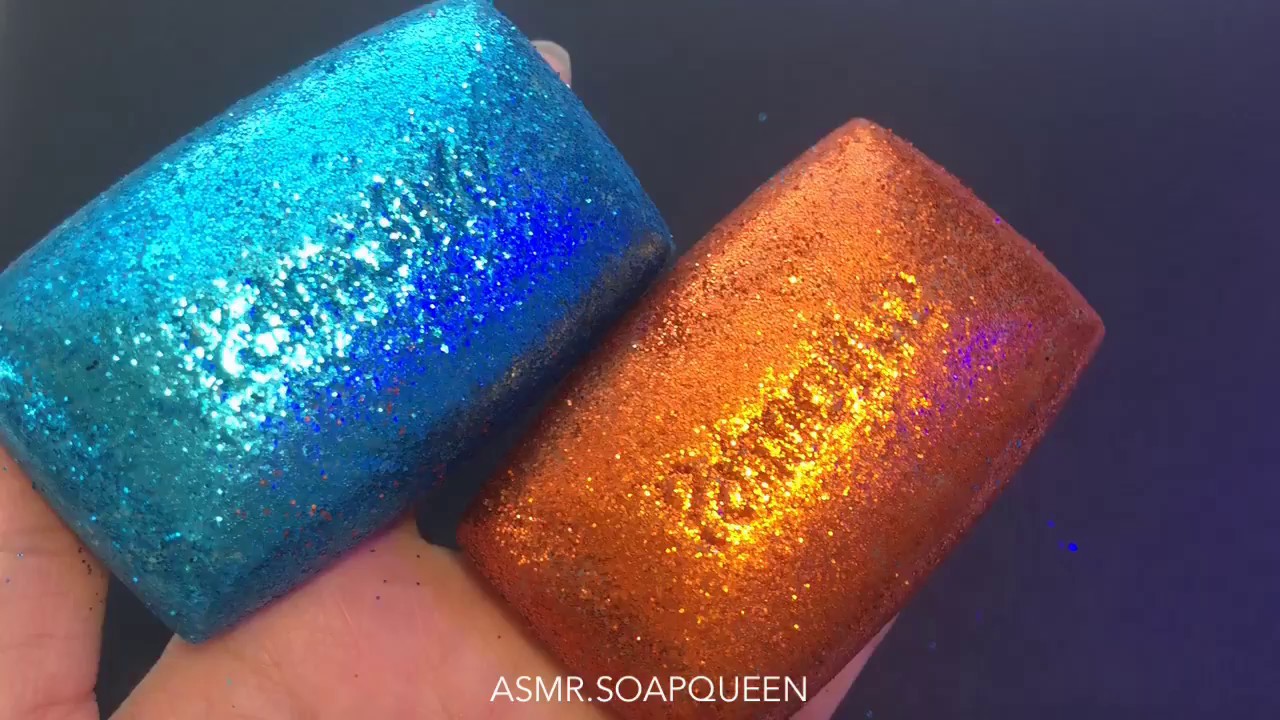Glitter Dipped- SEMI HARD SOAP cutting- ASMR/ SATISFACTION