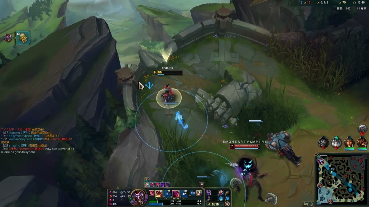 英雄联盟美服Rank Solo——shaxing——小丑 jg 10/6/3 开局10分钟我把对面男刀打成0/5 后面队友硬是给他送成12/8