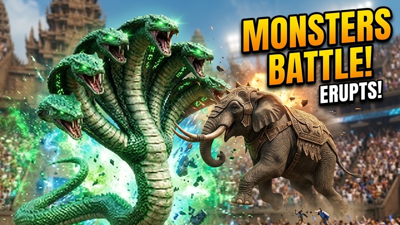 GIANT MONSTER BATTLE | Angkor Wat Super Stadium Erupts!