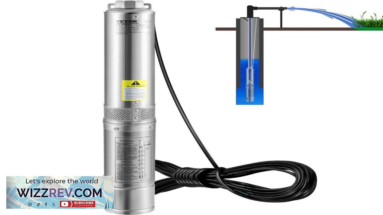 VEVOR Deep Well Submersible Pump 1.5HP 230V 60Hz 37gpm 276ft Head with 33ft